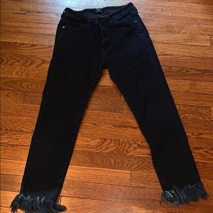 Just black denim indigo fringe jeans